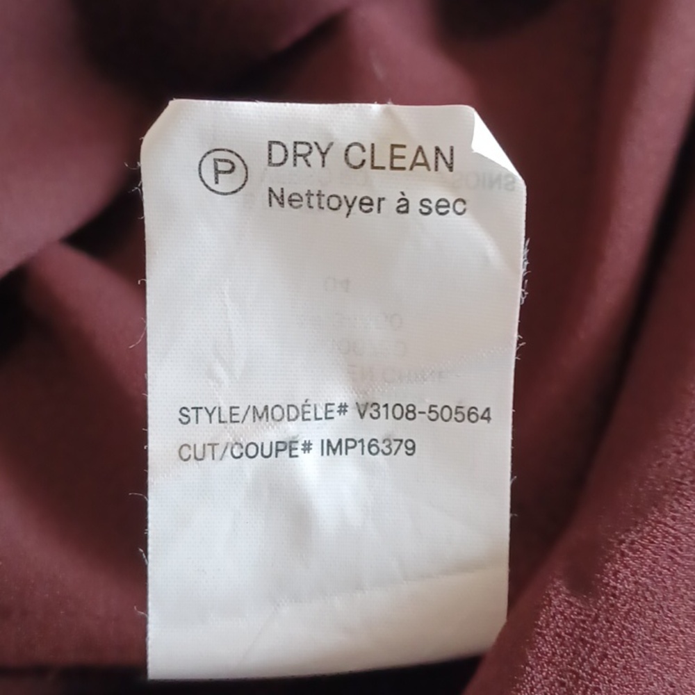 Vince Deep Burgundy Satin Trim V-neck Dress** Sz S/P - Picture 12 of 13